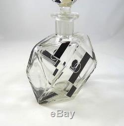 Original Art Deco Bohemian Geometric Glass Cut Whisky Decanter By Karl Palda