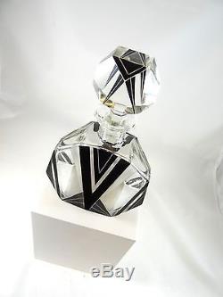 Original Art Deco Bohemian Glass Cut Whisky Decanter By Karl Palda