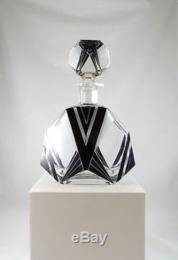 Original Art Deco Bohemian Glass Cut Whisky Decanter By Karl Palda