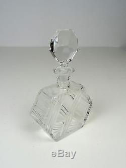 Original French Art Deco Crystal Glass Cut Whiskey Decanter Antique Flask