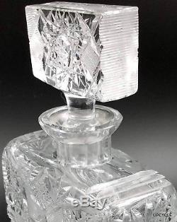 Outstanding Art Deco Czech cut glass heavy crystal decanter whiskey brandy Palda