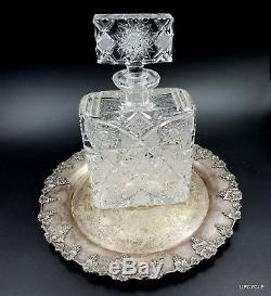 Outstanding Art Deco Czech cut glass heavy crystal decanter whiskey brandy Palda