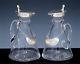 Pair 1930 Mappin & Webb Sterling & Cut Glass Whiskey Noggin Jugs W Decanter Tags