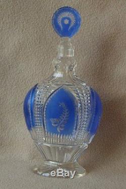 Pair Of Antique Georgian Victorian Bohemian Moser Cut Glass Crystal Decanters