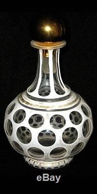 PCW-BG010-BOHEMIAN GLASS. Opaque cased cut to clear glass Decanter with stopper