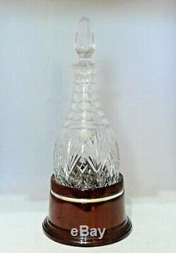PIERS HART Crystal HOGGET PORT DECANTER & STERLING SILVER Banded MAHOGANY STAND