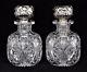 Pair Antique American Brilliant Cut Crystal Decanter Cologne Bottle Sterling