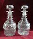 Pair Antique 19th Century Cut Glass 3 Ring Decanters Marked A 10 25.5 Cm