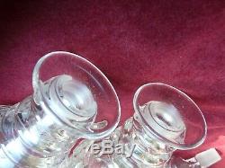 Pair Antique 19th Century Cut Glass 3 Ring Decanters Marked A 10 25.5 cm