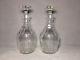 Pair Antique 3 Ring Cut Glass Decanters 1800's
