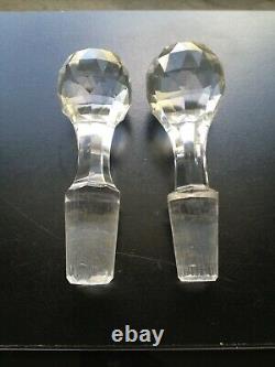 Pair Antique ABP Brilliant Period Cut Glass Decanters Dorflinger Hob Diamond
