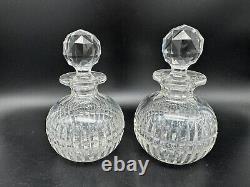 Pair Antique Clear Cut Glass Perfume Bottles or Small Decanters with Stoppers, 6