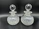 Pair Antique Clear Cut Glass Perfume Bottles Or Small Decanters With Stoppers, 6