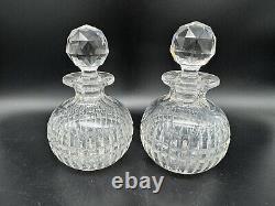 Pair Antique Clear Cut Glass Perfume Bottles or Small Decanters with Stoppers, 6