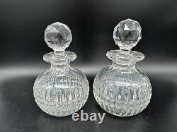 Pair Antique Clear Cut Glass Perfume Bottles or Small Decanters with Stoppers, 6