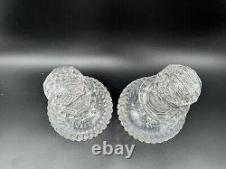 Pair Antique Clear Cut Glass Perfume Bottles or Small Decanters with Stoppers, 6