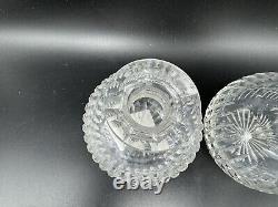 Pair Antique Clear Cut Glass Perfume Bottles or Small Decanters with Stoppers, 6