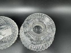 Pair Antique Clear Cut Glass Perfume Bottles or Small Decanters with Stoppers, 6