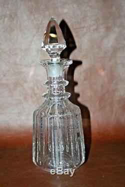 Pair Antique English 8.5 Tall Heavy Cut Crystal Whiskey Decanters with Stoppers