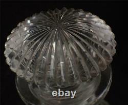 Pair Antique Regency Period Anglo Rish Cut Glass Decanters Stepped Neck