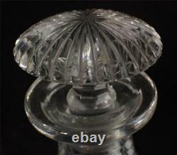 Pair Antique Regency Period Anglo Rish Cut Glass Decanters Stepped Neck