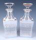 Pair Antique White Overlay Cut To Clear Glass Decanter Baccarat Dorflinger Gilt