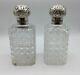 Pair Large Cut Glass And Silver London Gin Decanters Circa 1890