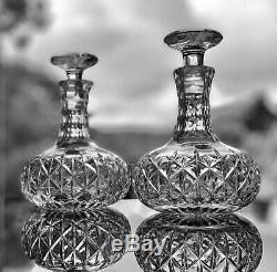 Pair Of Exceptional And Unused Stuart Crystal Decanters 8.5 Signed