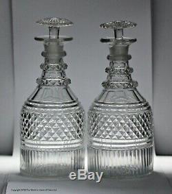 Pair Of Georgian Anglo Irish Cut Glass Cylinder Decanters