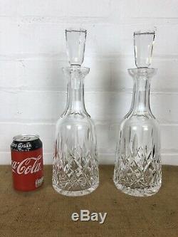 Pair Waterford Crystal Lismore Wine Brandy Liquor Decanter With Cut Stopper 13