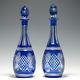 Pair Of 20th Century Blue Crystal Glass Decanters