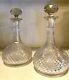 Pair Of American Brilliant Period Clear Cut Glass Decanters With Faceted Stoppers