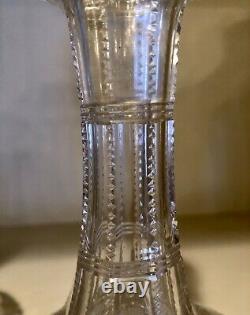 Pair of American Brilliant Period Clear Cut Glass Decanters with Faceted Stoppers