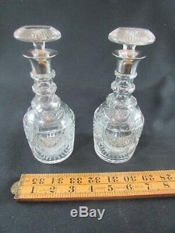 Pair of Cut Crystal & Silver Mounted Decanters Birmingham 1913