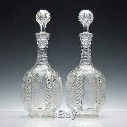 Pair of Cut and Engraved Antique 19th Century Victorian Decanters c1870
