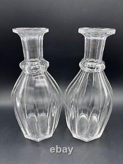 Pair of Hawkes Crystal 13 Tall Cut Glass 8-Panel Decanter Bottle Set + Stoppers