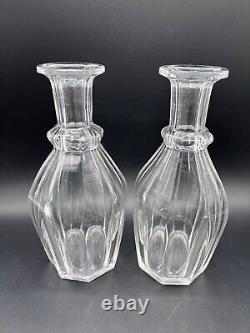 Pair of Hawkes Crystal 13 Tall Cut Glass 8-Panel Decanter Bottle Set + Stoppers