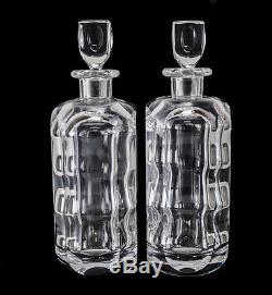 Pair of Orrefors Modernist Art Glass Decanters 2508 Undulating, cut panels