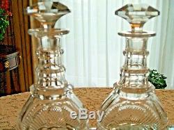 Pair of Vintage St. Louis Crystal Trianon Clear Cut Decanters