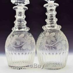 Pair of Wheel Engraved Victorian Decanters c1845