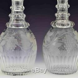 Pair of Wheel Engraved Victorian Decanters c1845