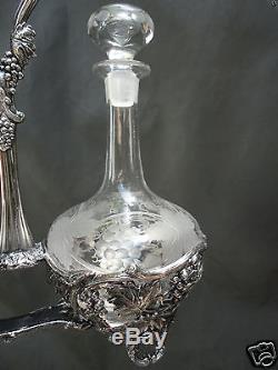 Pairpoint Glass Wine Decanter Wilcox/International Silverplate Tantalus Cruet
