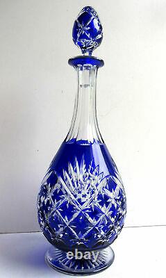 Pear-shaped carafe in cut two-tone crystal, blue and white Saint LOUIS BACCARAT