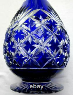Pear-shaped carafe in cut two-tone crystal, blue and white Saint LOUIS BACCARAT
