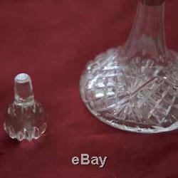 Petite Crystal Ships Decanter with Hallmarked Solid Sterling Silver Collar