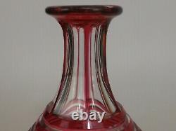 Pink Cut Crystal Decanter & His Support, Baccarat Model, Floral Decor