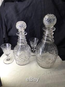 Pittsburgh Glass Decanters And Stems Early 1830 to 1850 Cut