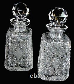 Pr Baccarat Whiskey Decanters Antique Brilliant Cut Matching