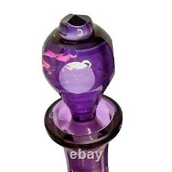 Purple Cut To Clear Bohemian Dot Glass Decanter With Stopper 15 Tall To Stopper