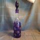 Purple Cut Crystal Cased Glass Decanter, Purple Cut To Clear